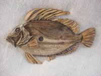 Wooden John Dory - Wood Watercolors Varnish Woodwork - By Lisa Ruggiero, Realism Woodwork Artist