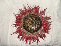 Bamboo Red Sunflower - Bamboo Hard Foam Varnish Sculptures - By Lisa Ruggiero, Impressionist Sculpture Artist