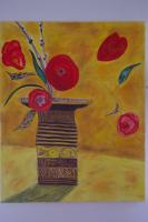 Flowers - Acrylics Paintings - By Stephanie Derra, Outsider Art Painting Artist