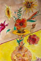 Bliss - Oil Pastels Paintings - By Stephanie Derra, Outsider Art Painting Artist