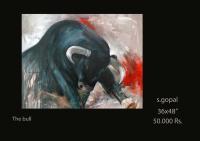 The Bull - Acrylic Paintings - By Gopal Sharma, Bull Painting Artist