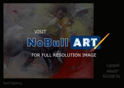 India - Bull Fighting - Acrylic