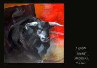 Bull - Acrylic Paintings - By Gopal Sharma, Bull Painting Artist