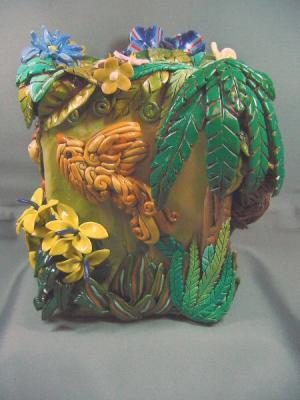 Polymer Clay Art - Jungle Life Vase - Polymer Clay