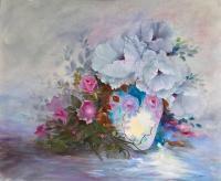 White Poppies - Oil Paintings - By Camelia Elena, One Stroke Painting Artist