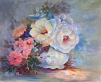 White Poppies - Oil Paintings - By Camelia Elena, One Stroke Painting Artist