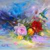Small Hummingbird - Oil Paintings - By Camelia Elena, One Stroke Painting Artist
