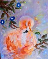 2017 - Pink Flamingo And Morning Glory - Oil