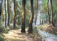 Landscape 3 Path Through Jungle - Watercolor Paintings - By Sumit Datta, Realism Painting Artist