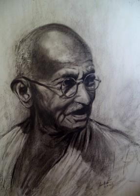 Gandhi - Gandhi - Charcoal Sketch