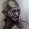 Gandhi - Charcoal Sketch Paintings - By Sumit Datta, Realism Painting Artist