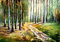 Jungle Path 1 - Watercolor Paintings - By Sumit Datta, Realism Painting Artist