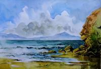 Seascape 2017 Wc - 3 - Watercolor Paintings - By Sumit Datta, Expressive Realism Painting Artist