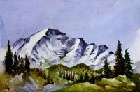 Mountain Peak 4 - Watercolor Paintings - By Sumit Datta, Expressive Realism Painting Artist