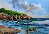 Seascape By Sumit Datta - Seascape 13 2017 - Watercolor