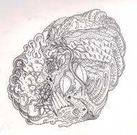 Death And Rebirth - Pen And Ink Drawings - By Sam Gustafson, Abstract Drawing Artist
