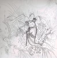 Ink - Walrus In A Landscape - Pen And Ink