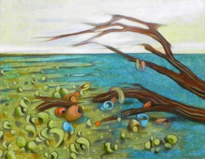 Landscapes - Landscape With Garbage - Oil On Wood Panel