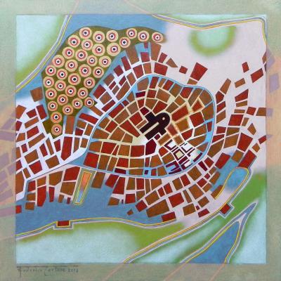 Maps - A Journey To Italy Abriola - Oil On Paper