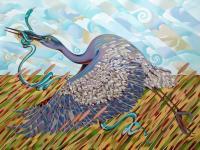 Animals - The Heron And The Eel - Oil On Canvas