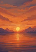 Landscapes - Fire Sunset - Acrylic