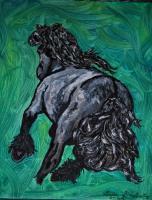 Friesian - Oil Paintings - By Linda Drobatz, Expressionism Painting Artist
