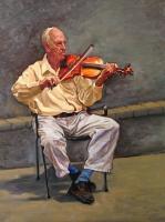 Town Musician - Oil Paintings - By To Ro, Realism Painting Artist