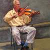 Town Musician - Oil Paintings - By To Ro, Realism Painting Artist