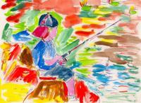People - Fishing Wc - Watercolor