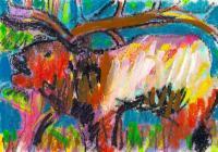 Elk - Mixed Paintings - By Samuel Zylstra, Flicker Art Painting Artist