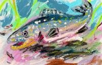 Trout - Mixed Paintings - By Samuel Zylstra, Flicker Art Painting Artist