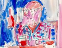 Bar Coffee - Watercolor Paintings - By Samuel Zylstra, Quick Sketch Painting Artist