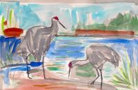 Cranes - Mixed Paintings - By Samuel Zylstra, Basic Painting Painting Artist