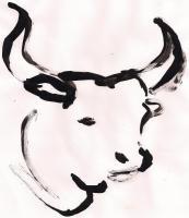 Bull - Ink Drawings - By Samuel Zylstra, Calligraphy Drawing Artist