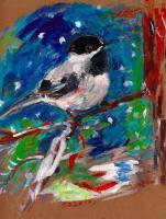 Winter Chickadee - Mixed Paintings - By Samuel Zylstra, Flicker Art Painting Artist