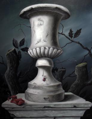 Vanitas - White Vase - Oil On Wood