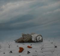 Winterlandscape - Oil On Wood Paintings - By Uko Post, Realistic Painting Artist