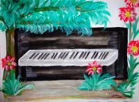 Piano - Acrylics Paintings - By Amie Romero, Music Painting Artist