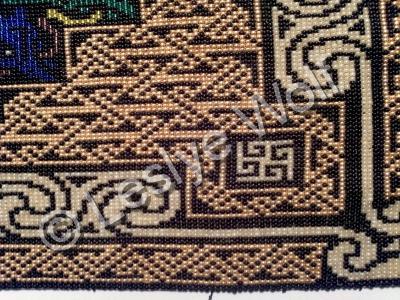 Celtic Birds Tapestry - Celtic Birds Handbeaded Tapestry Detaik - Myuiki Glass Seed Beads