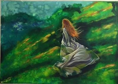 Ladies - Lady In Wind - Acrylic