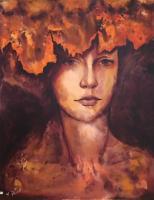 Lady Of Autumn - Acrylic Paintings - By Elham Daneshnia, Abstract Painting Artist