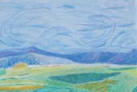Mountain  Fields - Pastel Drawings - By Andreas Kuhn, Abstract Drawing Artist