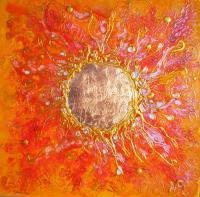 Copper Leaf Collection - Sunstone - Acrylic On Canvas With Copper