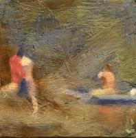 Bathers - Encaustic On Panel Paintings - By David Fielding, Simi- Abstract Painting Artist