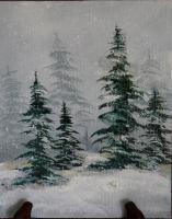 Noble Firs In Snow - Oil Paintings - By Cynthia Clark-Mahan, Realism Painting Artist