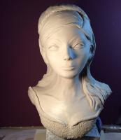 Daydreaming - Natural Clay Sculptures - By Cynthia Clark-Mahan, Realism Sculpture Artist