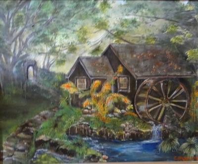 Landscape - Mom Water Wheel - Oil