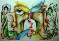 My Mind - Pencil  Paper Paintings - By Mahsa Rajabi, Surrealism Painting Artist