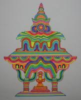 Temple-3 - Coloured Pen Water Colour Drawings - By Dinesh Sisodia, Religious Art Drawing Artist