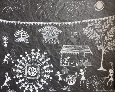 Warli - Warli Diwali Painting - Handmade Paper